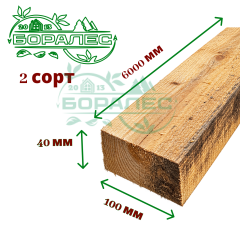 Обрезная доска 2 сорт 40x100x6