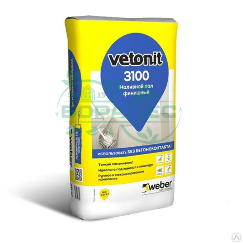 Наливной пол Vetonit Вебер Ветонит 3100 (20кг) толщ.0-5мм (54шт/под) Weber