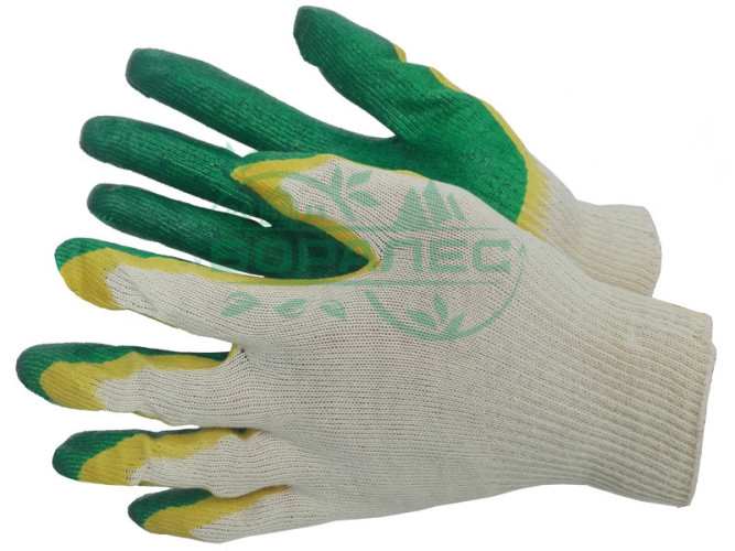 Перчатки х/б с двойным латексом 10кл, зеленый