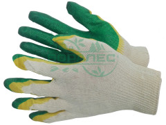 Перчатки х/б с двойным латексом 10кл, зеленый