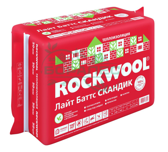 Утеплитель Rockwool Лайт Баттс Скандик 800х600х100 мм