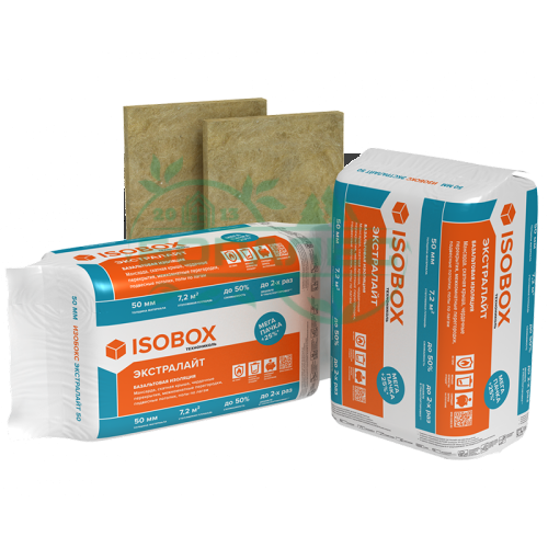 Утеплитель Изобокс Экстралайт 50% компрессия 800х600х50мм (7,2м2) (0,36м3) 15 плит